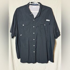 Columbia Black button up vented PFG shirt short sleeves 4XL